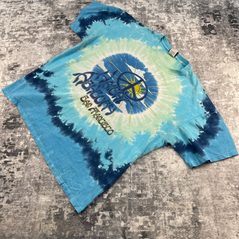 Vtg Liquid Blue Tie-Dye Shirt XL Blue Green Thrashed Gorpcore 90s Aesthetic